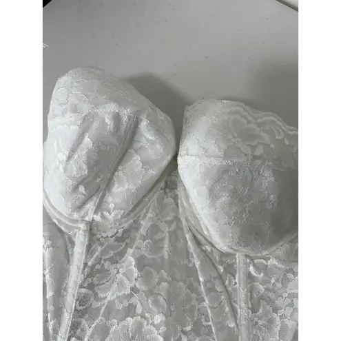 Goddess Corset Bra Women 32DDD NWT White Floral Lace Strapless Hook & Eye Size undefined