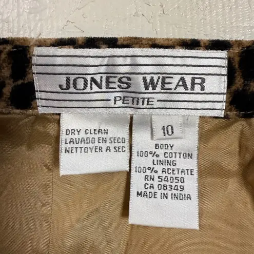 Jones Wear Petite Leopard Print Pencil Skirt Knee Length Flounce Back Size 10