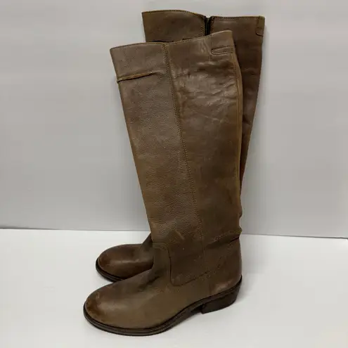 Seychelles  Womens Distressed Taupe Genuine Leather Riding Boots Low Heel Size 6