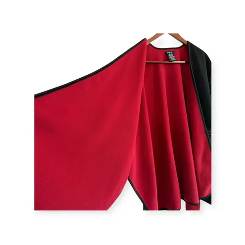 IKE BEHAR Reversible Wrap Black Red Plaid Shawl Poncho One Size