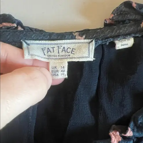 Fat Face Floral Long Sleeve Dress Blue/Brown Size 10 Blue