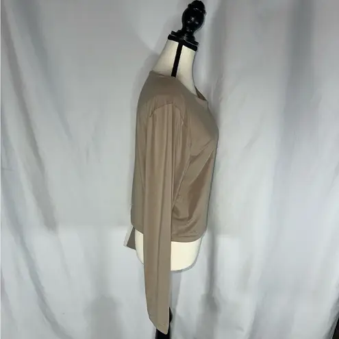 Reoria Long Sleeve Cropped Top in Nude Size XXL Tan