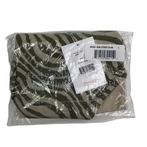 ANDIE Stripe Low Rise Bottom Women Sz L Olive Feminine Animal Resort Cottage NWT