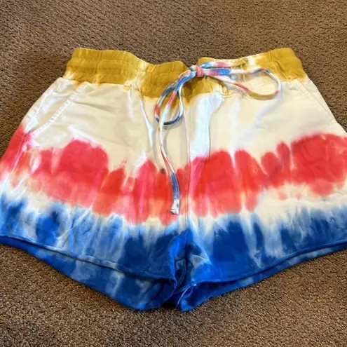 Beach Riot Women’s Red, Gold & Blue Tie Dye Shorts Outfit - Size M