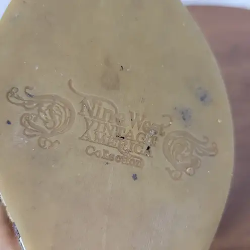 Nine West  Womens Jaimy Sandals 7 Tan Leather Open Toe Cork Platform Wedge Heels