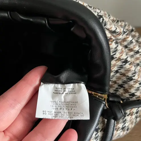 Bam Forever Houndstooth Frame Bag – Plaid Tweed Shoulder Purse Faux Leather Trim Black