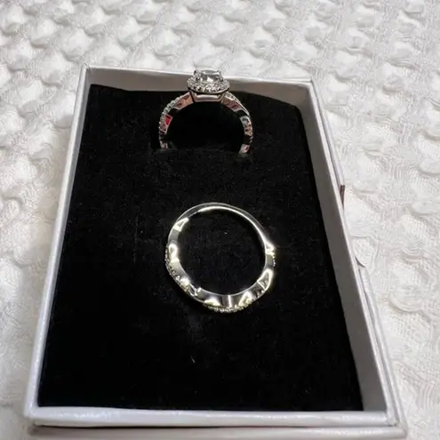 Engagement Ring Wedding Set White Gold Plated 8.5 Wedding Rings Women CZ CT