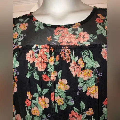 Bobbie & Brooks Bobbie Brooks Sz M Black Floral Sheer Yoke Tank Top NEW NWT