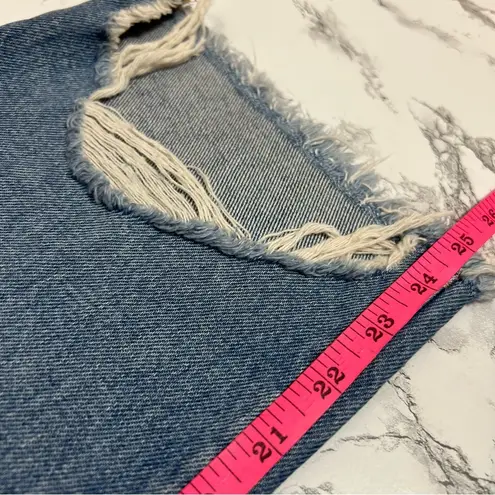 J.Crew  Slouchy Boyfriend Capri Jeans Distressed Rocky Wash Raw Hem Sz 32 petite