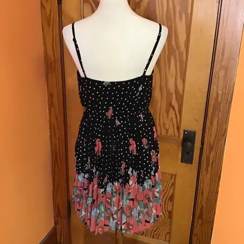 Forever 21 Black Polka Dot & Bright Floral Sun Dress