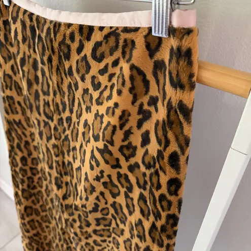 William B Leopard Faux Fur Skirt with Turquious Beaded Fringe Size 2