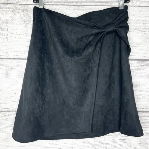 Cecelia Black Faux Suede Wrap Mini Skirt Size 2