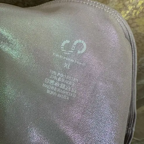 Curves N Combat Boots Opal Shimmer Iridescent High Rise Leggings Large Silver