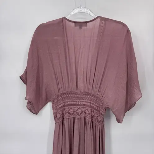 Lulus Long Duster Hippie Boho Festival Womens Medium Pink Lace Coquette