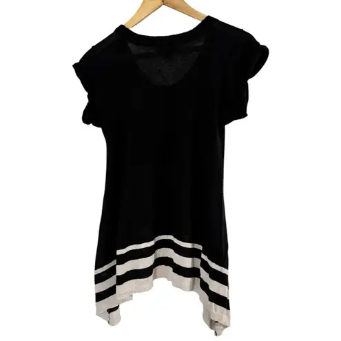 Brooklyn Industries Black Linen Blend Shark Bite Hem Top Women’s Size Small