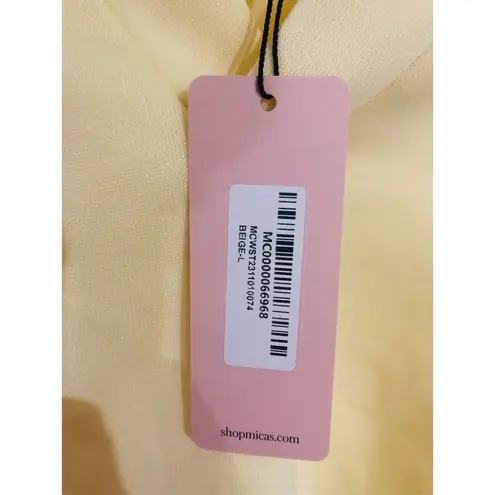 Micas Women's V-Neck Long Sleeve Pocket Hooded Sweatshirt Pullover Beige Large