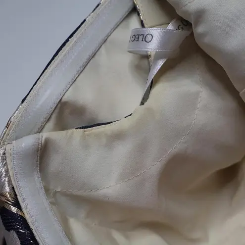 Oleg Cassini Brocade Off the Shoulder High Low Dress 6 Formal Floral Stunning Blue