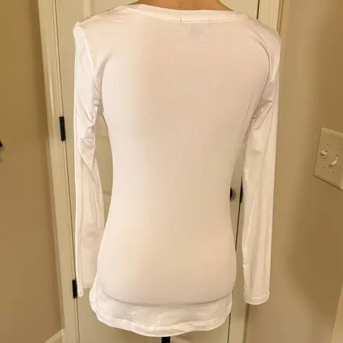 Valerie Bertinelli Off White Long Sleeve Top with Rhinestone Accents