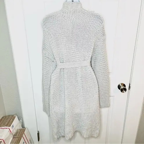 Miracle Relax More Grey Midi Cardigan Tie Chunky Knit M/L Gray Size undefined