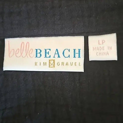 Belle Beach by Kim Gravel Petite Gauze Tie Front Shirt Dress – Size LP – Black