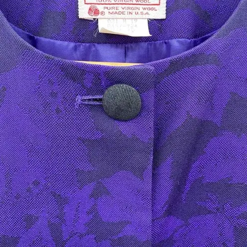 Pendleton Vintage Old Money Blazer Skirt Set size 10 Purple Virgin Wool Floral