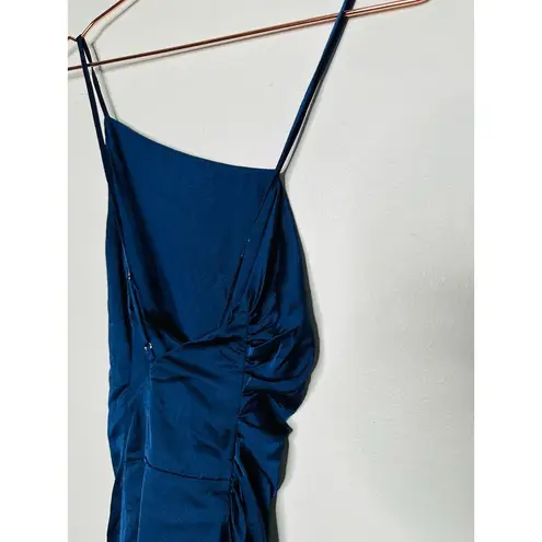 Milly Dark Blue Satin Asymmetrical Electra Adjustable Straps Slip Dress Size 0
