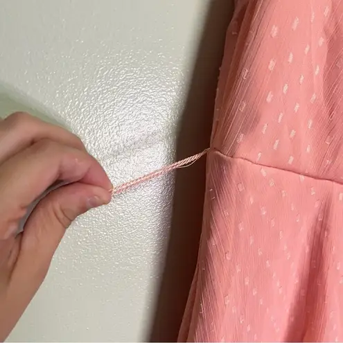 Ny Collection NWT Pink Swiss Dot Short Sleeve PM Midi Dress Pleated Neck Modest