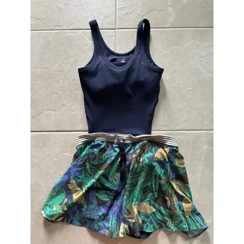 Aerie  Offline Romper Womens XL‎ Blue Palm Ribbed Active Sporty Preppy Tropical