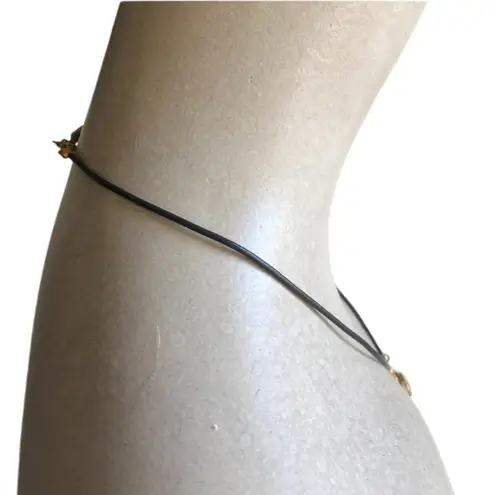 Unbranded Gold Tone Pendant Taupe Stone Waxed Black Cord Pendant Necklace