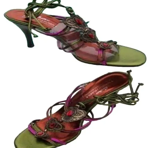 Donald Pliner Copper Metallic Copper Leather Shoe Sandal New Gem Stone $265 NWT