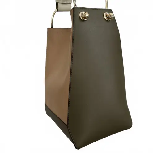 Strathberry Lana Midi Bucket Bag Leather Khaki/Caramel/Diamond NWT Brown