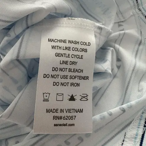 SanSoleil 1/4 Zip Pullover Womens Large Blue White Print UV 50 Golf Pickleball