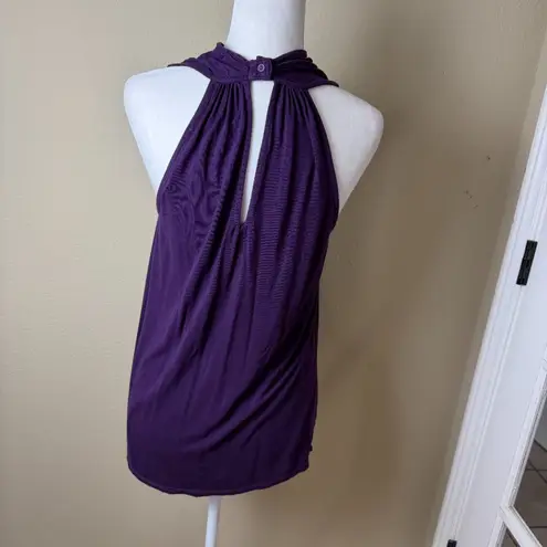 Michael Stars Deep Purple Cross Wrap Neck Sleeveless Knit Top One Size