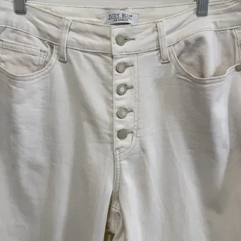 Judy Blue Don't Be Salty High Rise Wide Leg Cropped Jeans Size 14W White Stretch