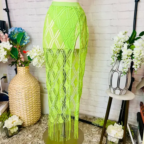Boutique Lime Green Sheer Lace Skirt