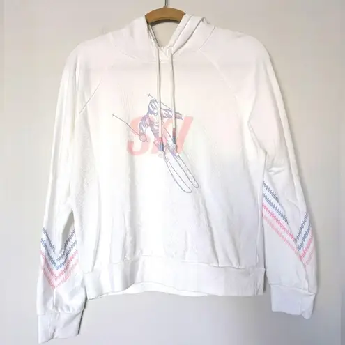 P.J. Salvage White and Pink Mountain Bound Ski Hoodie Sz M