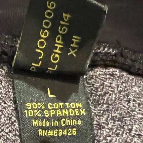 GH Bass capri crop leggings mid rise black purple gray stripe stretch large