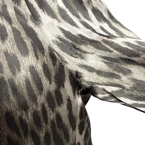 L'Agence Taryn Silk Blazer Womens 2 Brown Leopard Print Double Breasted - FLAWED