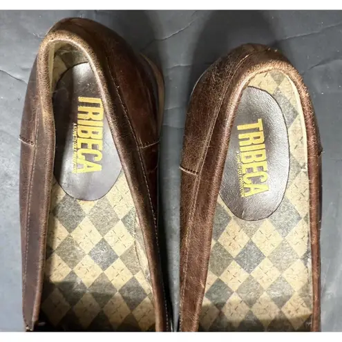 Vintage Y2K Tribeca Plaid Leather Fringe Chunky 90s Baddie Platform Heels 10M Brown Size 10