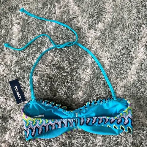 Old Navy Festival Ready! BNWT 🏷️👙 bright tribal cyan adjustable tube/bikini bathing suit top