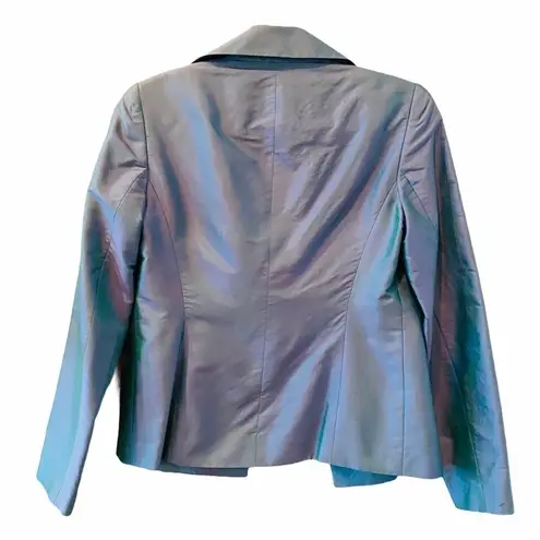 LAFAYETTE 148 Silk Turquoise Shark Skin Blazer 2