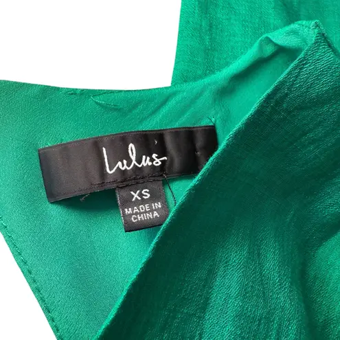 Lulus Green Tie Back Crop Top Plunging V Neck Long Sleeve Blouse XS