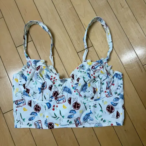 COLSIE Corset Bralette Top Coastal Travel Theme Print Size Small
