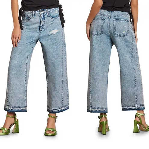 NWT CIRCUS NY High Waist Wide Leg Crop Jeans Size 25 in StrongMan Acid Wash Blue