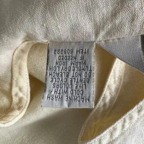 J. Jill 100% Linen Y2K Vtg Dress Womens 12 Embroidered Beachy Coastal Lagenlook Yellow