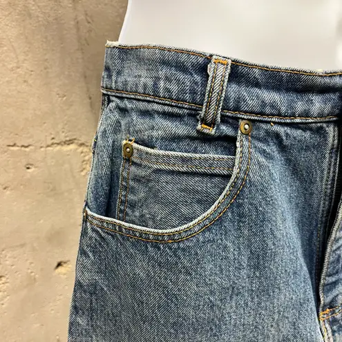 Palmettos Vintage 80s Medium Wash Denim Jean Mini Skirt 7 25 Retro Rigid Denim Blue