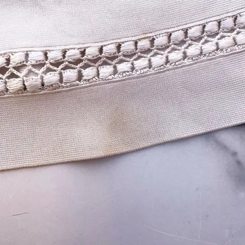 Herve Leger Rea crochet-trim cage stitch bandage dress in alabaster size S small