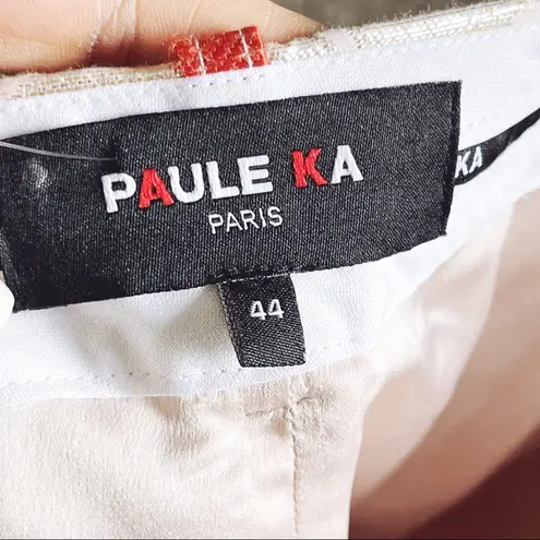 PAULE KA | Cream Metallic Floral Jacquard Ankle Trousers Sz 44