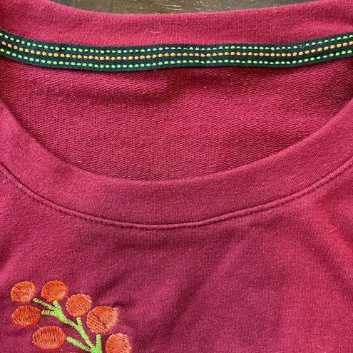 Unique Mexican Embroidered Vibrant Floral Folk Art Long Sleeve Sweatshirt S