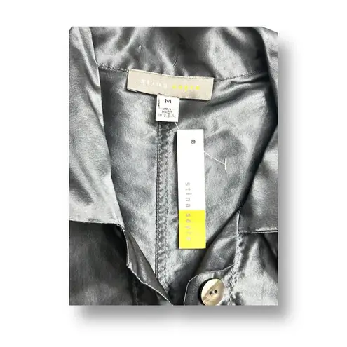 Stina Sayre Womens M Rock N Roll Coat Steel Gray 100% Silk Art to Wear Designer Silver Size M